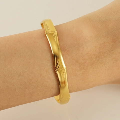 Bamboe Knoop Armring 18K Verguld Roestvrij Staal Open Verstelbaar Modieuze Minimalistische Sieraden Voor Dames