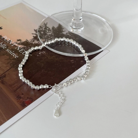 Bracciale In Argento Sterling 925 Perline Sfaccettate Cubo Quadrato Geometrico Gioielli Da Mano Regolabili Minimalisti Per Donne