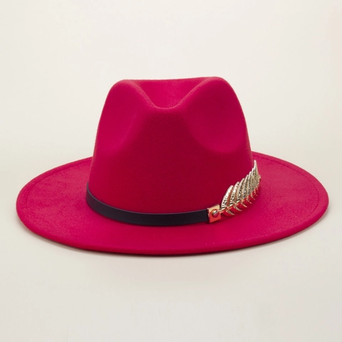 Vintage Wool Felt Fedora Hat With Metal Leaf Detail Belt Decoration For Men Women British Style Short Brim Jazz Hat Autumn Winter