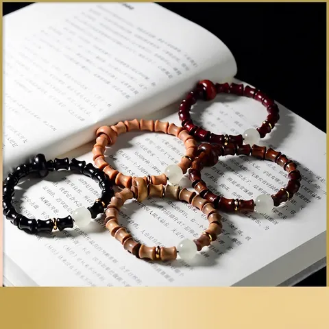 Holzperlen Armband Sandelholz Ebenholz Bambus Form Zen Buddha Meditationsperlen Retro Ethnischer Schmuck Unisex