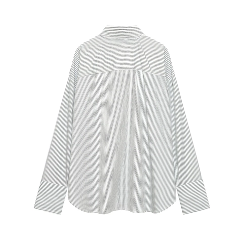 Dames Gestreept Overhemd Polyester Lange Mouwen Sjaal Strik Nek Knoopsluiting Kantoor Elegante Blouse