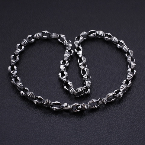 Collana E Bracciale Da Uomo In Acciaio Inossidabile Catena A Mandrino Punk Rock Retro Hip Hop Gioielli