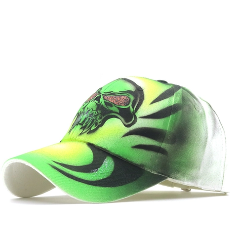 Baseball Cap Cotton Graffiti Hand Painted Skull Eagle Flame Pattern Outdoor Sun Hat Adjustable Strap Hip Hop Streetwear