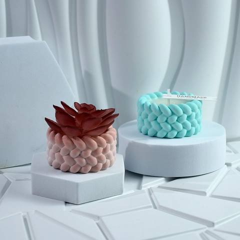 DIY Silicone Mold Woven Rope Twist Texture For Candle Making Plaster Aromatherapy Succulent Pot Resin Craft Heart Shape