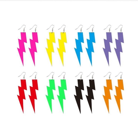 Blitzschlag Hängeohrringe Spiegel Acryl Geometrisch Neon Bunt Lange Ohrschmuck Für Frauen Punk Stil