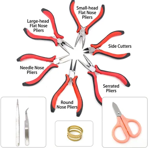 Jewelry Making Tool Kit Metal DIY Craft Pliers Tweezers Scissors Jump Ring Opener Finger Cots Professional Handmade Supplies