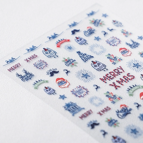 5D Christmas Nail Art Stickers Embossed Santa Claus Elk Snowman 3D Adhesive Nail Decals For Women Festive Holiday Manicure Decoration