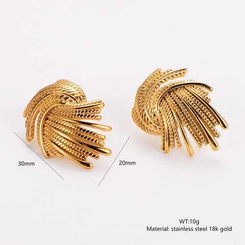 Pendientes De Ala De Vórtice Irregular Exagerados Chapados En Oro De 18K Acero Inoxidable 304 Joyas De Moda