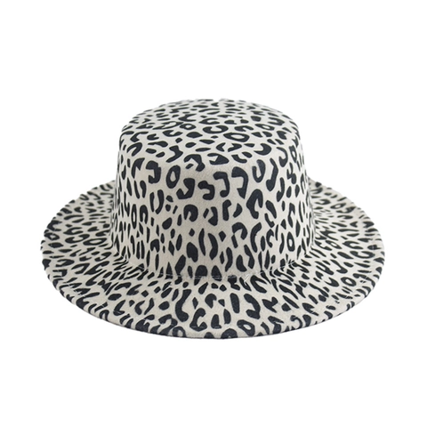 Leopard Print Fedora Hat Cotton Polyester Wide Brim Flat Top Jazz Cap For Women And Men Vintage Elegant Fashion Accessory