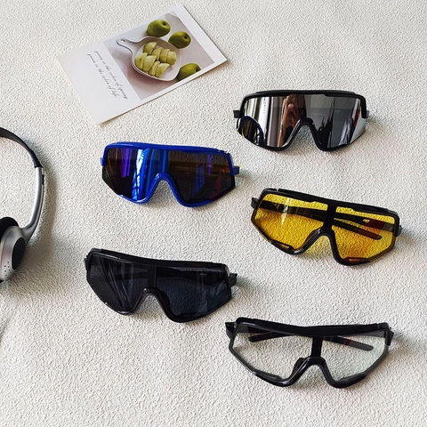 Kinderen Wielrennen Zonnebril PC Lens TR90 Frame UV400 Bescherming Buitensport Oversized Uit Eén Stuk Cool Jongens Meisjes