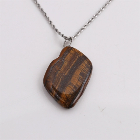 Collana Con Pendente In Pietra Di Cristallo Naturale Geometrico Irregolare Catena A Fune In Acciaio Inossidabile