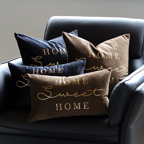 Velvet Cushion Covers Gold Stamping Letter Print Nordic Minimalist Modern Decorative Pillowcase For Sofa Living Room Decor