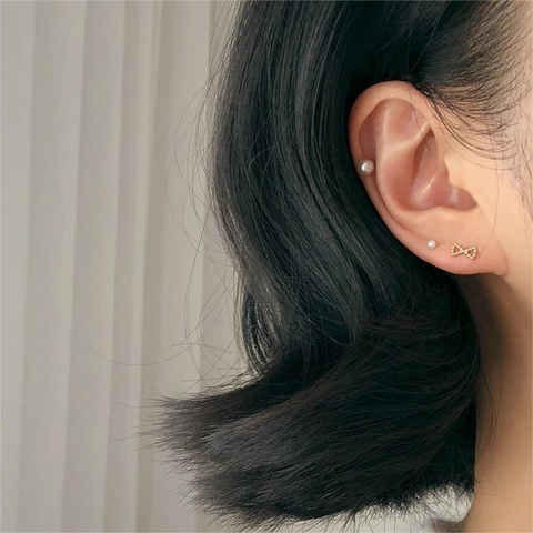 Orecchini A Lobo Con Fiocco In Argento Sterling 925 Trama Perlata Gioielli Di Moda Minimalisti Per Donna