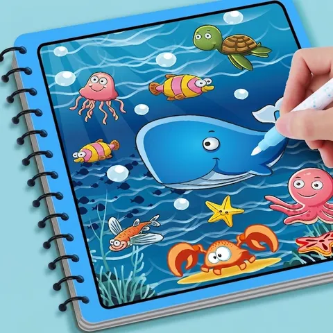 Magic Water Drawing Book Reusable Mess Free Coloring Board With Pen Educational Toys For Toddlers Kids Boys Girls Novelty