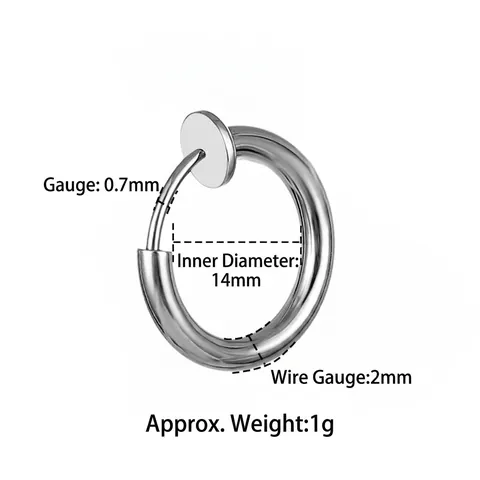 Hoop Earrings Non Pierced 304 Stainless Steel Spring Clip On Ear Bone Helix Fake Piercing Punk Jewelry Unisex