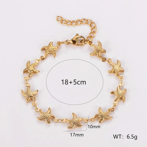 Pulsera De Estrella De Mar Acero Inoxidable 304 Dije Océano Cadena De Eslabones Ajustable Joyas De Playa Para Mujer