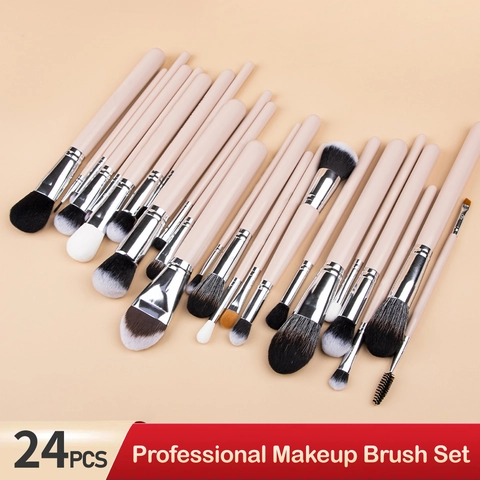 Professionelle Make-up-Pinsel Weiches Synthetikhaar Holzgriff Aluminiumrohr Full Face Eye Kosmetik Beauty Tools Rosa