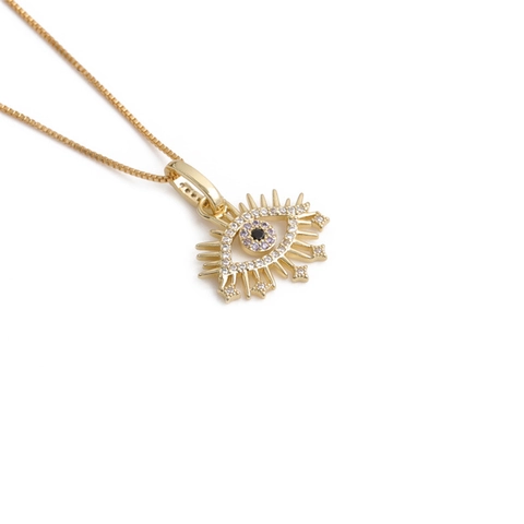 Evil Eye Löwenzahn Herz Anhänger Halskette Kupfer Vergoldet Zirkonia Modeschmuck Geschenk Für Frauen