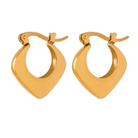 Pendientes De Aro Geométricos De Acero De Titanio Chapados En Oro Minimalistas Ligeros Para Mujer