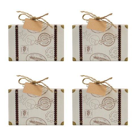 Vintage Suitcase Shape Candy Box Paper Gift Packaging With Jute Rope And Tag Travel Theme Party Favors Wedding Decoration