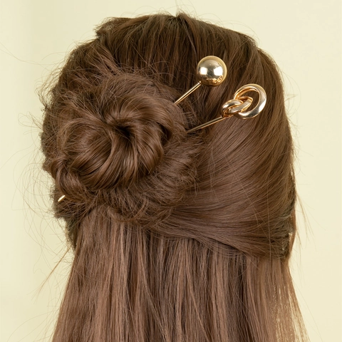 Alloy Haarnadel Minimalistische Ineinander Verschlungene Ringe Retro Metall Haarschmuck Für Frauen Haarstyling Zubehör