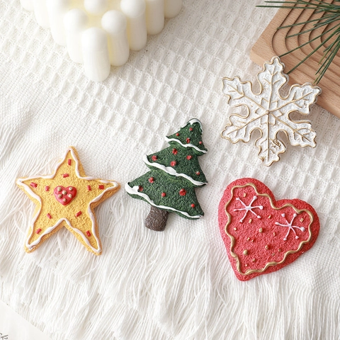 Magneti da Frigorifero Natalizi in Resina Ornamenti Sospesi Albero di Natale Fiocco di Neve Stella Cuore Decorazione Casa