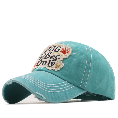 Gorra De Béisbol De Algodón Lavado Vintage Con Parche Dog Vibes Only Bordado Ajustable Sombrero De Sol Para Mujer Y Hombre