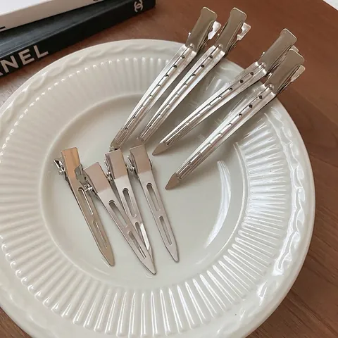 Minimalistische Legierung Metall Entenschnabel Haarklammern Geometrisches Hohles Design Professionelles Salon Haarstyling Silber