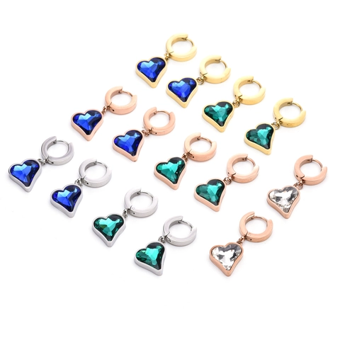 Orecchini A Cerchio A Cuore Acciaio Inossidabile Ciondolo A Cuore Geometrico Strass Donna Gioielli