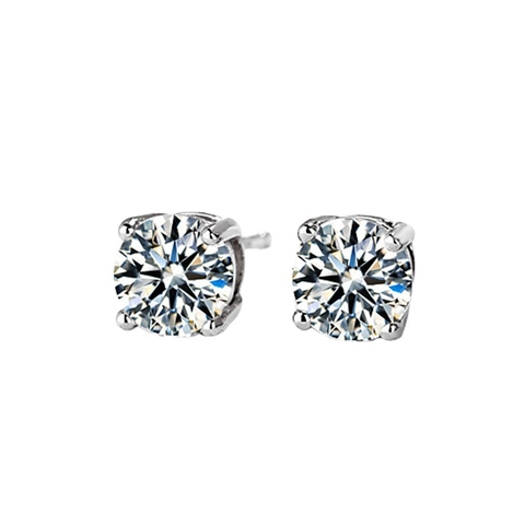 Orecchini a Bottone in Argento Sterling 925 con Zirconia per Donna Uomo Taglio Rotondo a Quattro Griffe Placcati Oro Argento Gioielli