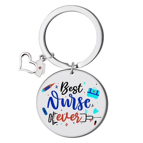 Portachiavi da Infermiera in Acciaio Inossidabile Pendente Cuore Stetoscopio Regalo Infermiera Best Nurse Ever Gioielli