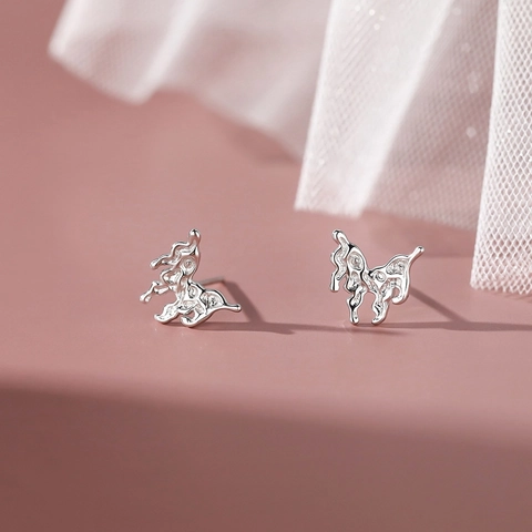 Lava Schmetterling S999 Sterlingsilber Ohrstecker Für Damen Minimalistisches Flüssigmetall Design Nischen Luxus Stil Schmuck