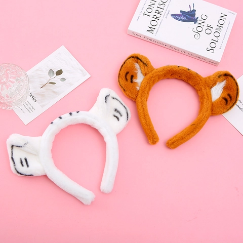 Cute Animal Ears Headband Plush Faux Fur Tiger Panda Cartoon Hair Hoop For Cosplay Party Daily Wear