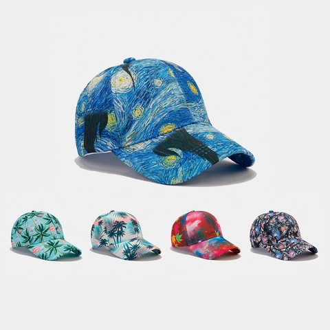 Baseball Cap Cotton Polyester Adjustable Sun Protection Outdoor Sports All Over Art Print Starry Night Galaxy Casual Hat