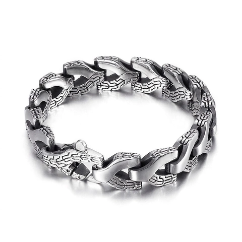 Men Chain Bracelet Stainless Steel Heavy Keel Link Vintage Punk Rock Biker Jewelry Silver Tone Dominating Masculine