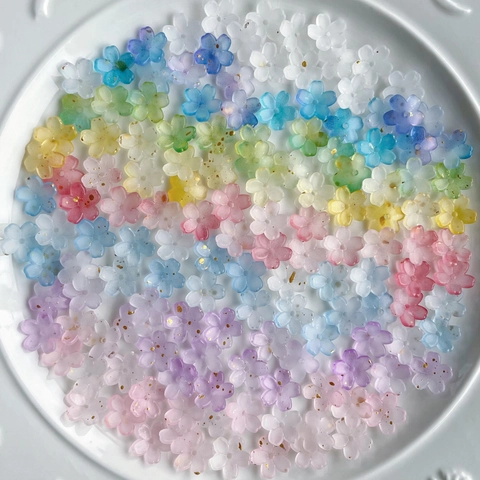 Cuentas De Flores De Acrílico Degradado Bicolor Con Pan De Oro Mate Translúcido Para Bricolaje