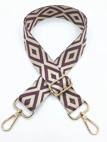 Adjustable Woven Bag Strap Shoulder Strap Geometric Diamond Pattern Polyester Cotton Gold Hardware Retro Ethnic Crossbody