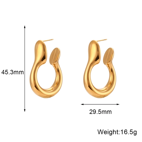 Minimalist Stainless Steel Irregular Hoop Earrings For Women Fashion Hollow Large Waterdrop Geometric Ear Studs Jewelry Gift