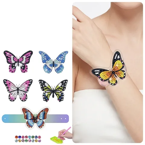 Pulsera De Pintura De Diamante DIY Pulsera De Punto De Resina Con Diamantes Coloridos De Mariposa Unicornio Para Niñas