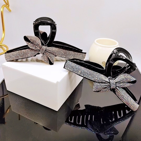 Elegante Molletta Per Capelli Con Fiocco In Strass Fermaglio Luccicante Con Diamanti Per Donne Ragazze Stile Coreano