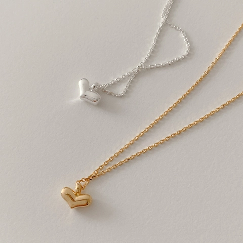 Collar Con Colgante De Corazón De Plata De Ley 925 Minimalista Estilo Coreano Cadena De Clavícula Elegante