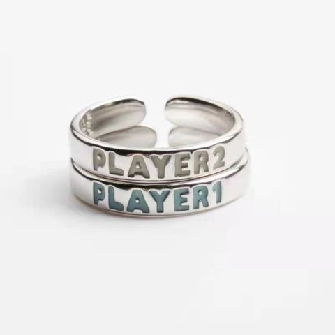 Luminous Couple Rings Player Theme Adjustable Open Ring Glow In The Dark Game Theme Alloy Jewelry