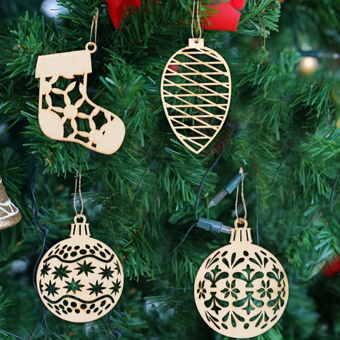 Pendenti Di Natale In Legno Cavi Tagliati Al Laser Ornamenti Sospesi In Legno Naturale Per Albero Di Festa Fai Da Te