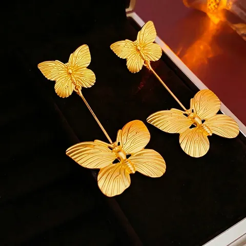 Orecchini Pendenti Farfalla Oro Stile Francese Vintage Con Silver Earring Post Per Donna Gioielli Eleganti