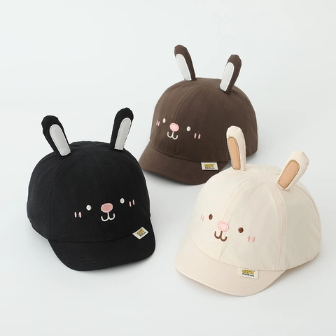 Berretto Da Baseball Per Bambini Cappello Da Sole Con Orecchie Di Coniglio 3D Ricamo Misto Cotone Tesa Morbida Regolabile