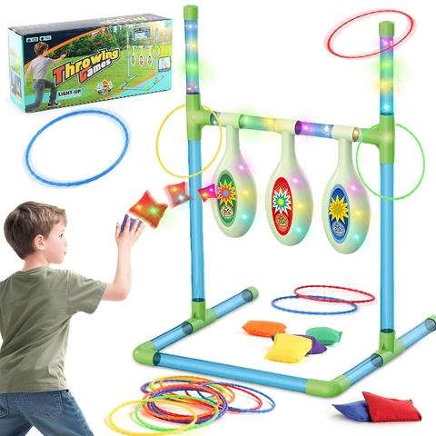 Dual Mode Light-Up Throwing Game Plastic Sandbag And Ring Toss Indoor Outdoor Activity Toy Kids Hand-Eye Coordination