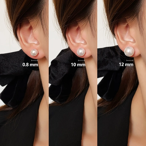 Artificial Pearl Stud Earrings Simple Round Elegant Jewelry With Silver Earring Post For Women French Style