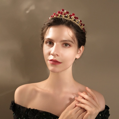 Corona Da Sposa Fiore Di Rosa Tiara Lega Strass Perla Artificial Stile Barocco Retrò Matrimonio Accessori Per Capelli Donna