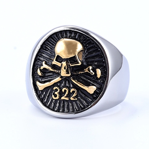 Totenkopf Ring Edelstahl Punk Gothic Piraten Crossbones Geprägt Vintage Hip Hop Biker Schmuck Für Herren