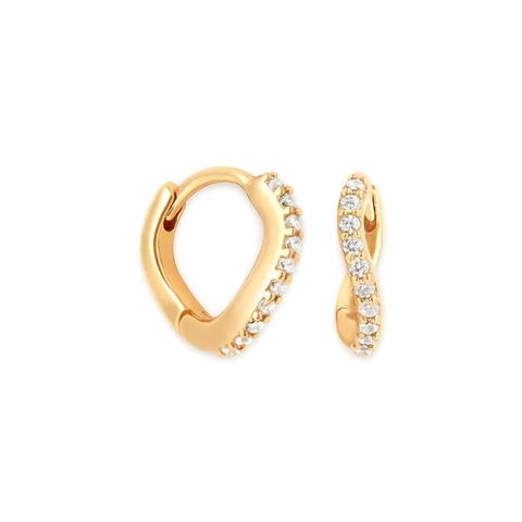 Eleganti Orecchini a Cerchio a U in Rame Con Perno in Argento Sterling 925 Zirconia Gioielli Geometrici per Donna